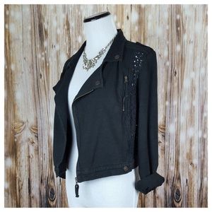 Free people black lace moto jacket